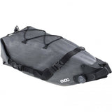 EVOC waterproof bike saddle bag with BOA fit system, 8L capacity, designed for secure and weather-resistant cycling accessories.