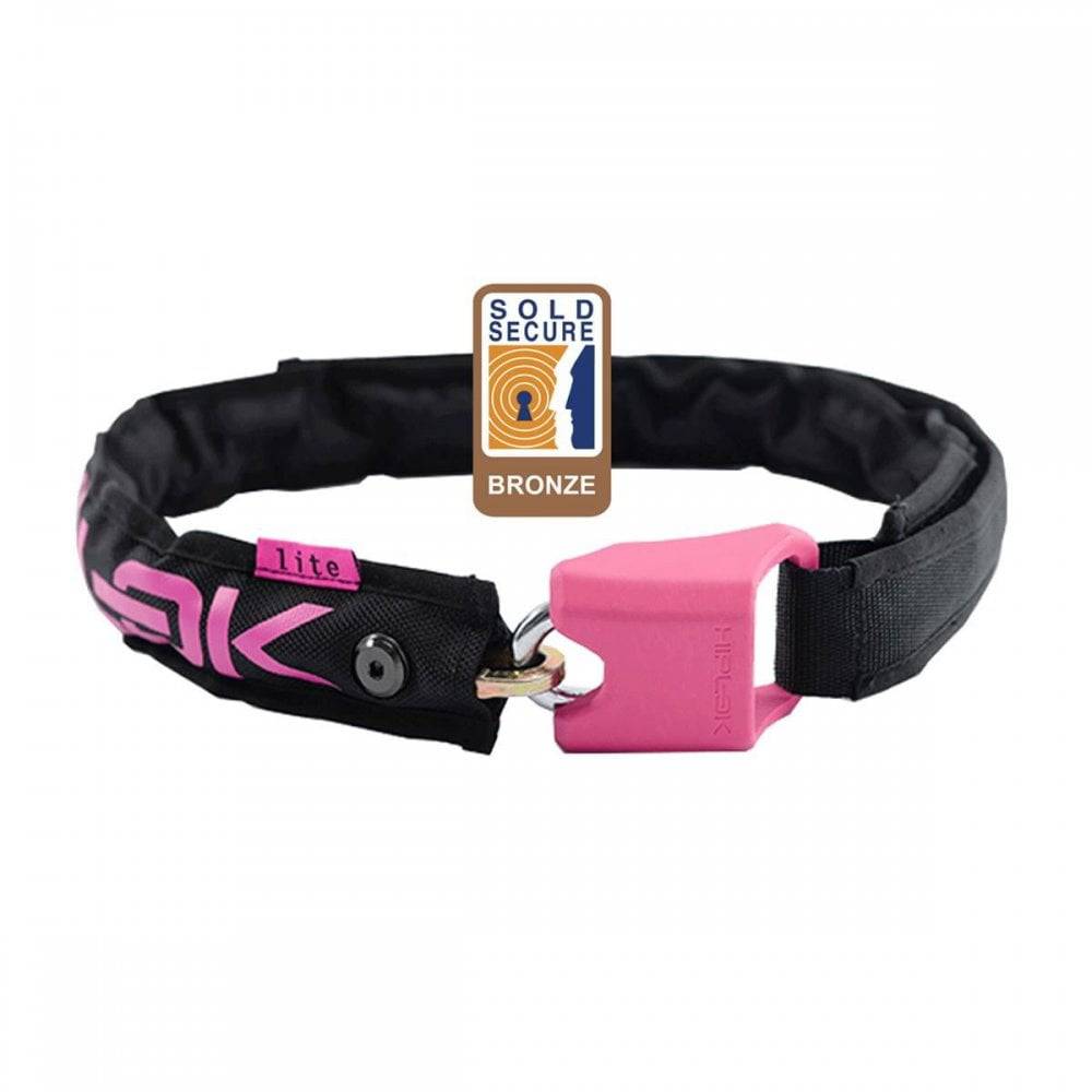 Hiplok wearable chain lock in bronze, adjustable waist strap 24-44 inches, secure bike security accessory.