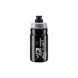 Black Elite Jet 66 mm youth bike bottle, 350 ml BPA-free and dishwasher safe, shown with cap and sleek design.