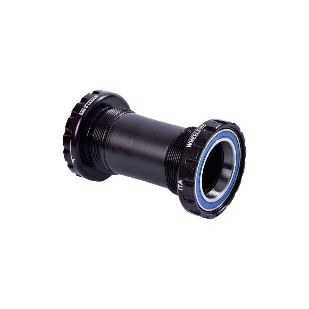Black Wheels Manufacturing Italian threaded frame ABEC-3 bearings for 30mm crank components, showcasing precise metal construction.