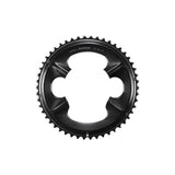 Shimano 105 FC-R7100 12-speed 50T outer chainring for 50/34T crankset, close-up of black metal bike component.