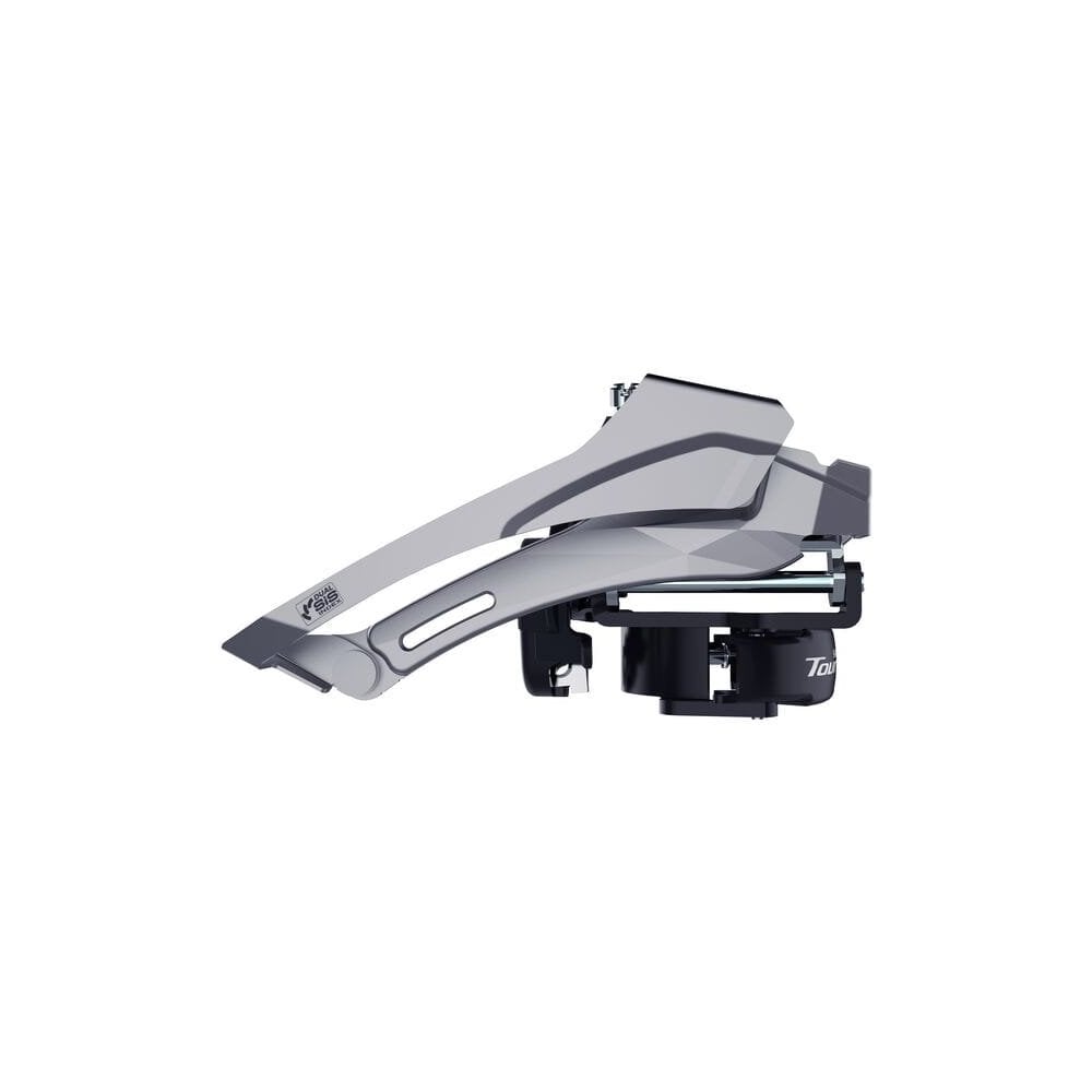 Shimano Tourney FD-TY606 front derailleur with double top swing and dual pull, suitable for 63-68° angles and 46T chainring.