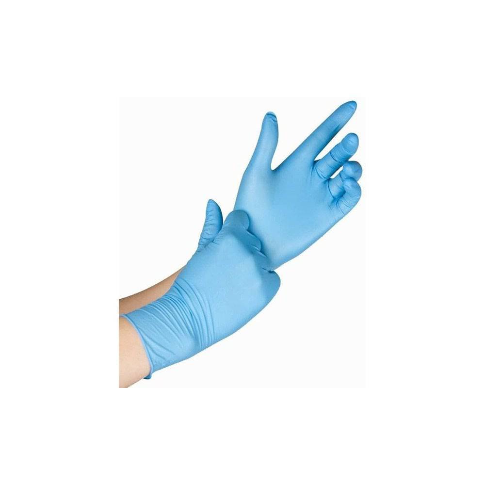 M Part nitrile disposable gloves, lightweight and latex-free, shown in a box of 100 for protective clothing use.