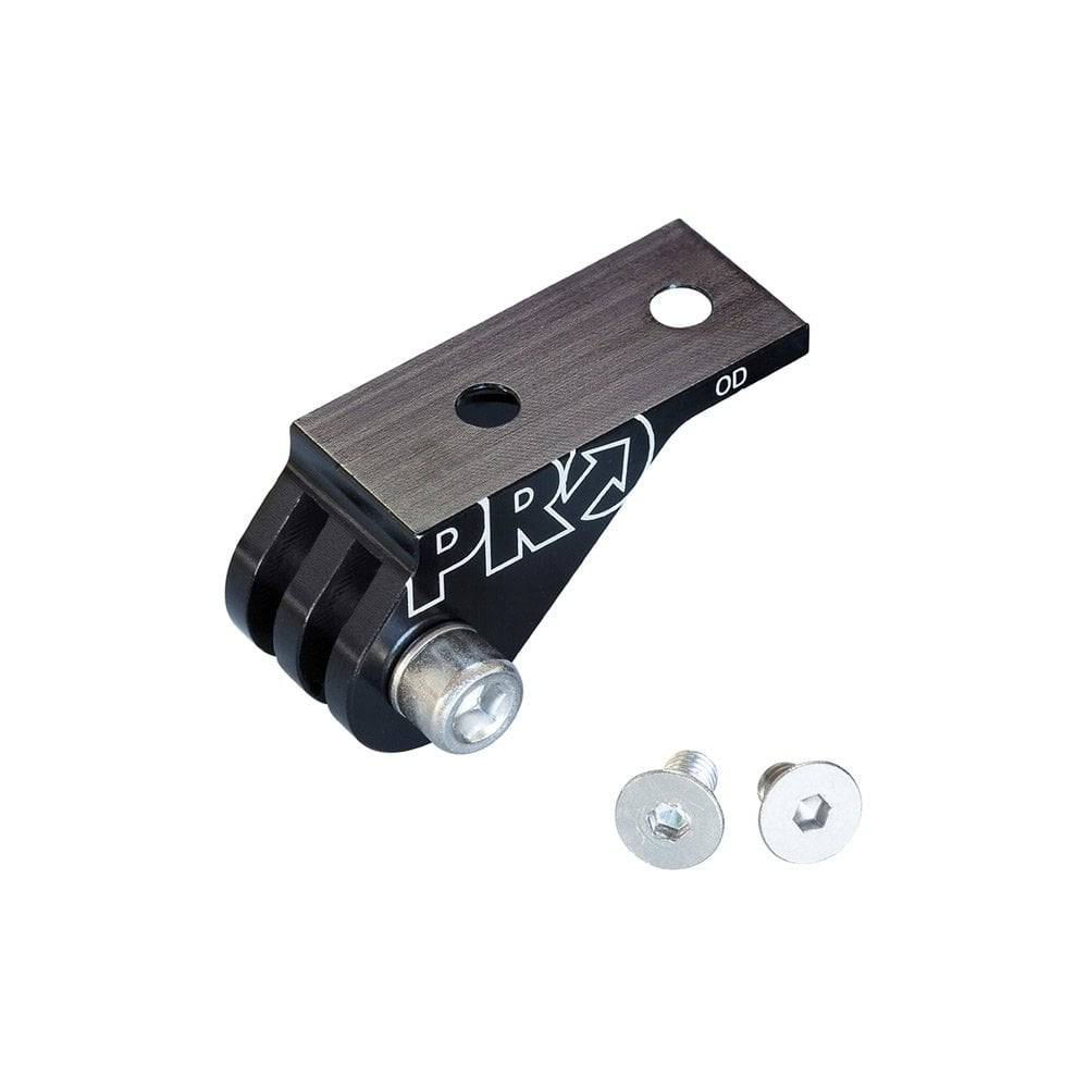 PRO Action Camera Mount for GoPro compatible with PRO Saddles 2017+ showing secure attachment on bicycle saddle.