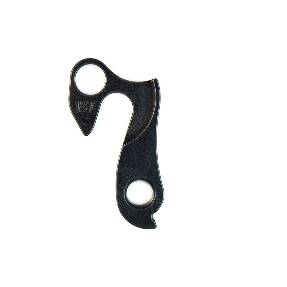 Wheels Manufacturing CNC machined anodized derailleur hanger dropout, replaceable bike component for precise gear shifting.