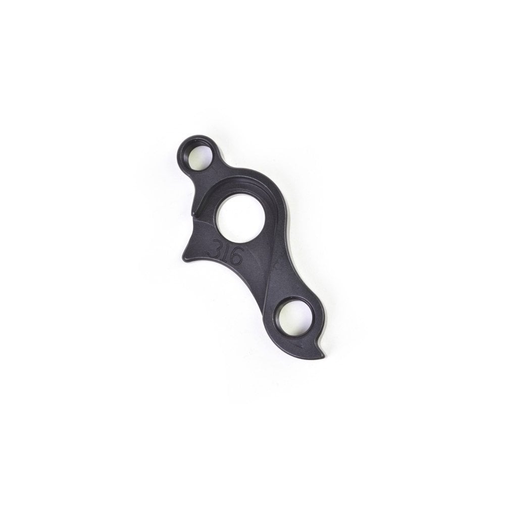 Wheels Manufacturing CNC machined replaceable derailleur hanger dropout for bike components, shown in close-up detail.