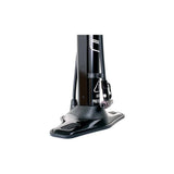 Truflo Airstore track pump with auxiliary storage cylinder for tubeless tyres, black and silver, with pressure gauge.