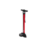 M Part Essential floor pump with auto-select head and 180 PSI gauge for bike inflation, shown with digital display and pump handle