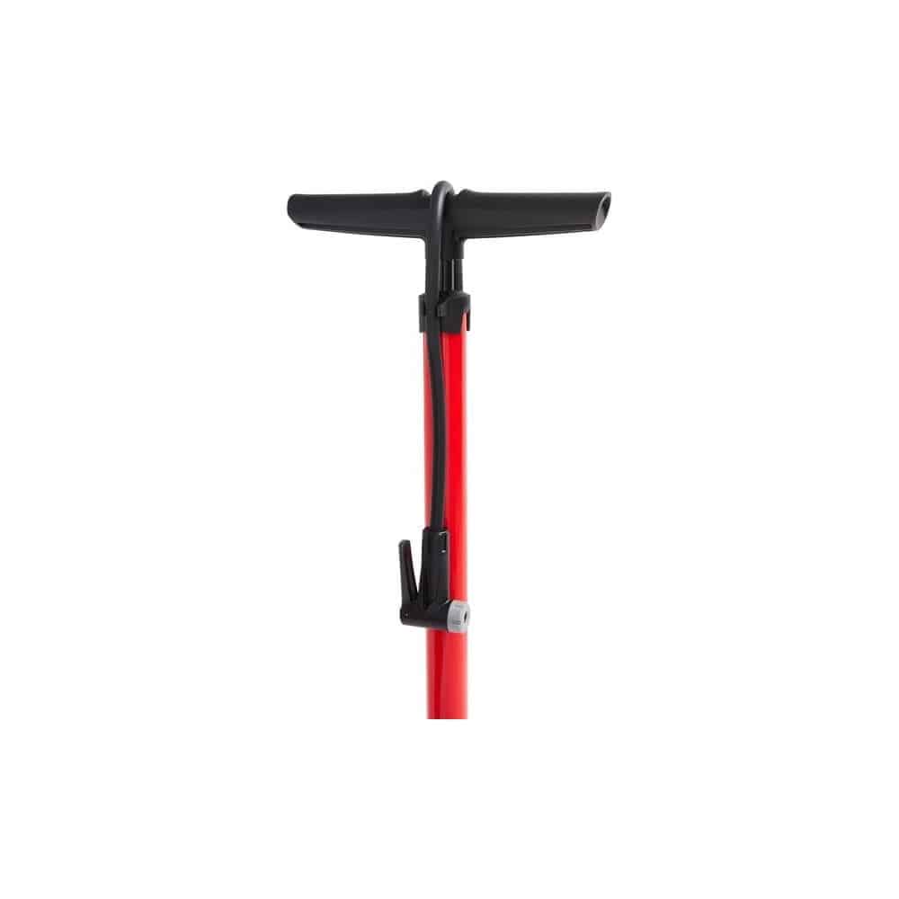 M Part Essential floor pump with auto-select head and 180 PSI gauge for bike tires, durable accessories for cycling maintenance.