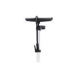 M Part Primo floor pump with dual scale gauge for Presta and Schrader valves, used for bike tire inflation and maintenance.