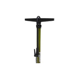 Truflo Supertrax floor bike pump with dual pressure gauges, high volume and pressure capacity, orange handles, and sturdy metal base.
