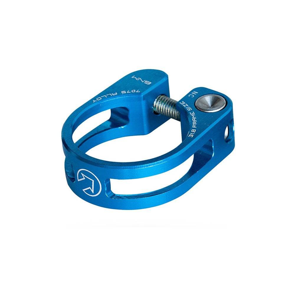 Blue PRO Pro Performance 34.9mm bike seatpost clamp, durable component for securing bike seats.