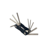 M Part 10-function multi-tool with hex keys, Torx, and screwdrivers for workshop use, compact and versatile for various tasks.