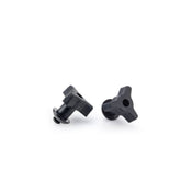 Park Tool TS-2TA.3 thru axle adapters for TS-2 and TS-2.2 professional bike truing stands, shown attached to the stand.