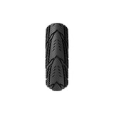 Vittoria Adventure Tech G2.0 black 700x38c reflective urban touring bicycle tyre, close-up view of tread and sidewall.