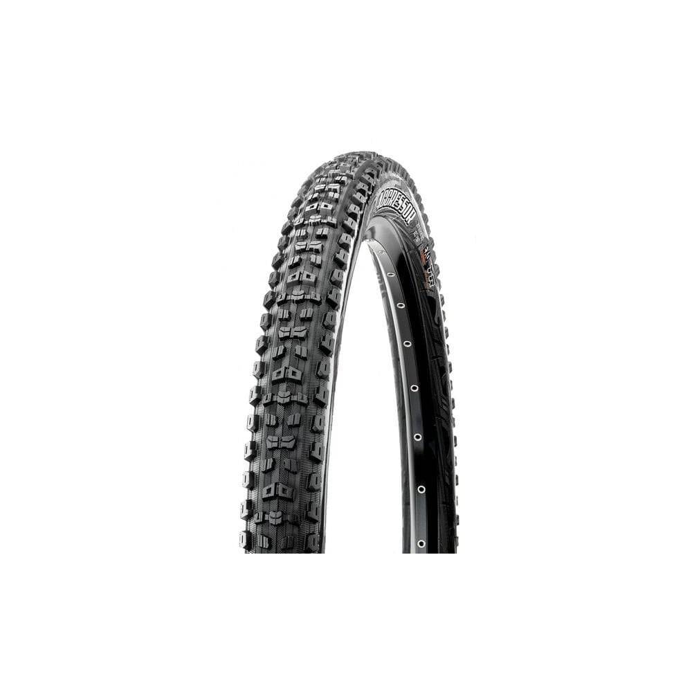 Maxxis Aggressor mountain bike tyre with tubeless-ready design and DoubleDown casing, suitable for rugged off-road cycling.