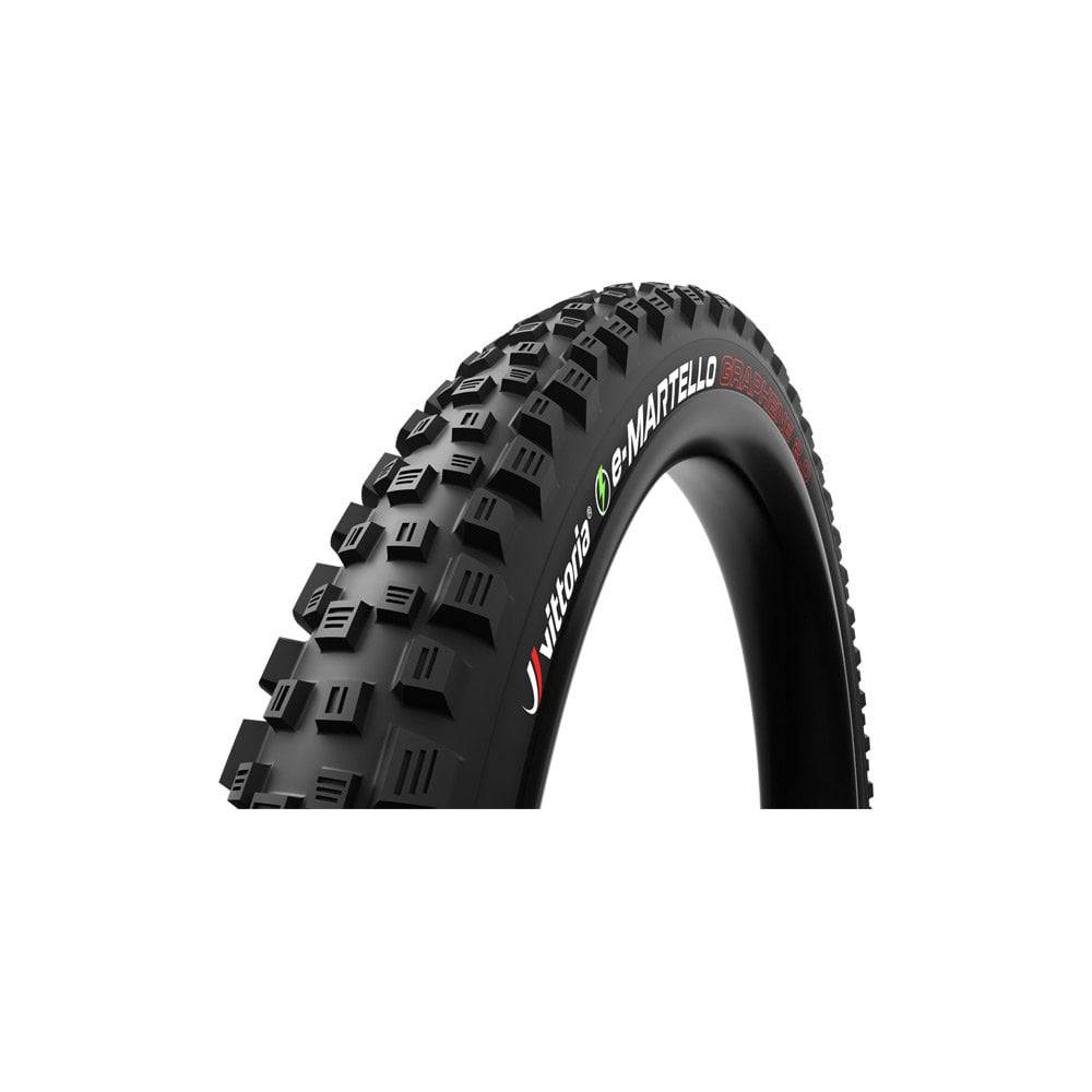 Vittoria E-Martello Enduro 29x2.40 tubeless MTB tire with black sidewalls and 2-ply construction for mountain biking.