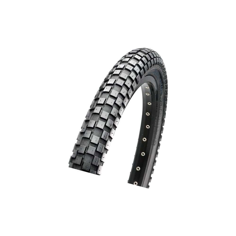 Maxxis Holy Roller BMX tyre with 60 TPI wire bead and single compound, suitable for dirt and street riding.