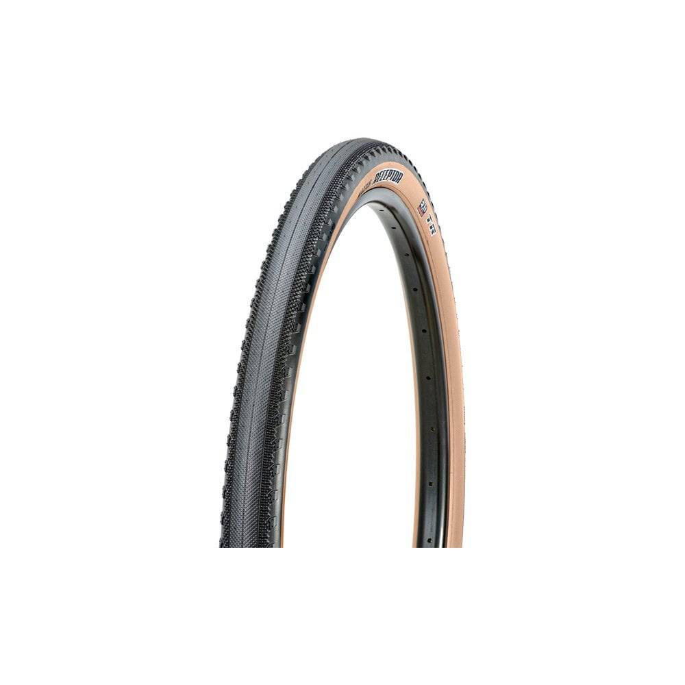 Maxxis Receptor gravel tyre with tubeless readiness and EXO puncture protection, suitable for mixed terrain cycling.