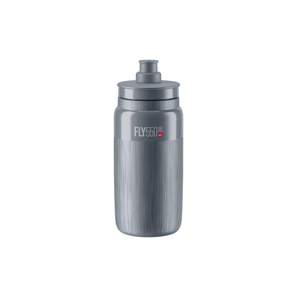Elite Fly Tex Smoke 550ml racing bike bottle with enhanced grip and fast-open cap, designed for easy hydration during rides.