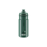 Elite Bottles Jet Green eco-friendly recyclable cycling water bottle with high-flow valve, shown with a clear view of the bottle and valve.