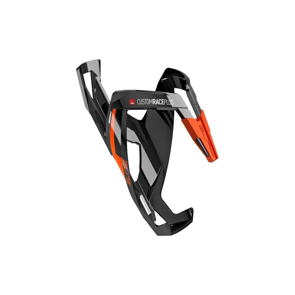 Elite Cages Custom Race Plus resin bike bottle cage attached to a bicycle frame for secure hydration during rides.