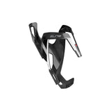 Elite Vico carbon bottle cage for cyclists, lightweight Italian cycling accessory, sleek black design, holds water bottles securely.