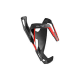 Elite Vico Carbon bottle cage, lightweight Italian cycling accessory mounted on a bike frame, designed for secure bottle holding.