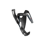 Elite Vico carbon bottle cage for cycling, lightweight Italian cycling accessory, shown holding a water bottle on a bike.