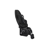 Thule Yepp 2 Maxi child bike seat with rear mount, safety harness, and adjustable straps for secure riding.