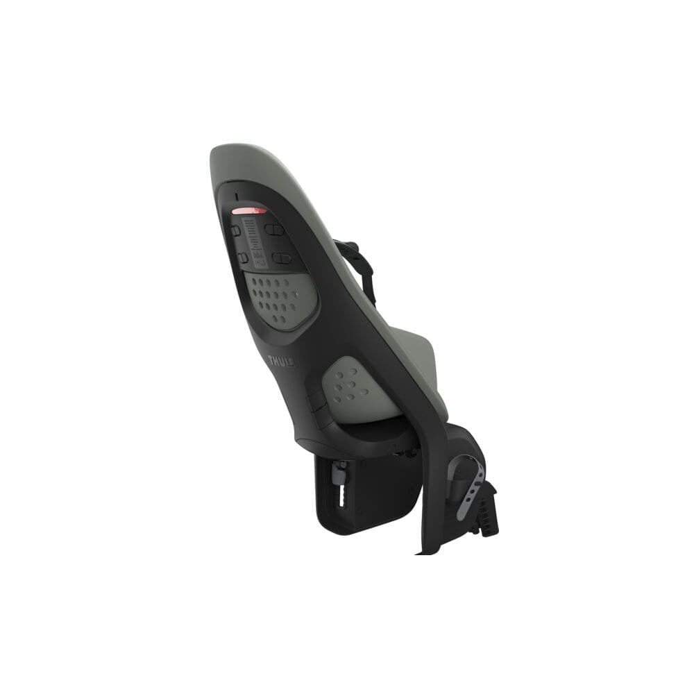 Thule Yepp 2 Maxi child bike seat rear mount with safety harness, durable accessories for secure bike riding with children.