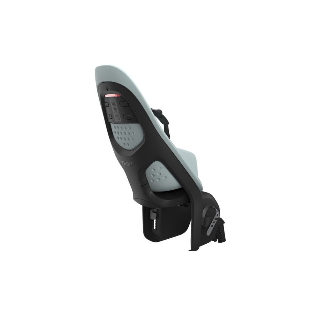 Thule Yepp 2 Maxi child bike seat rear mount with safety harness, adjustable for secure child transportation on bikes.