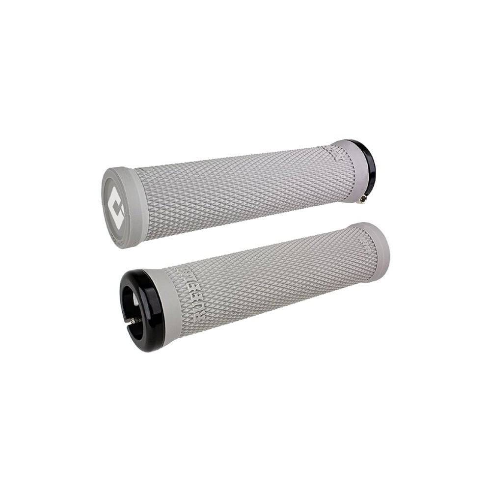 ODI Ruffian V2.1 MTB lock-on grips with single-clamp system, black rubber handles for mountain bikes.