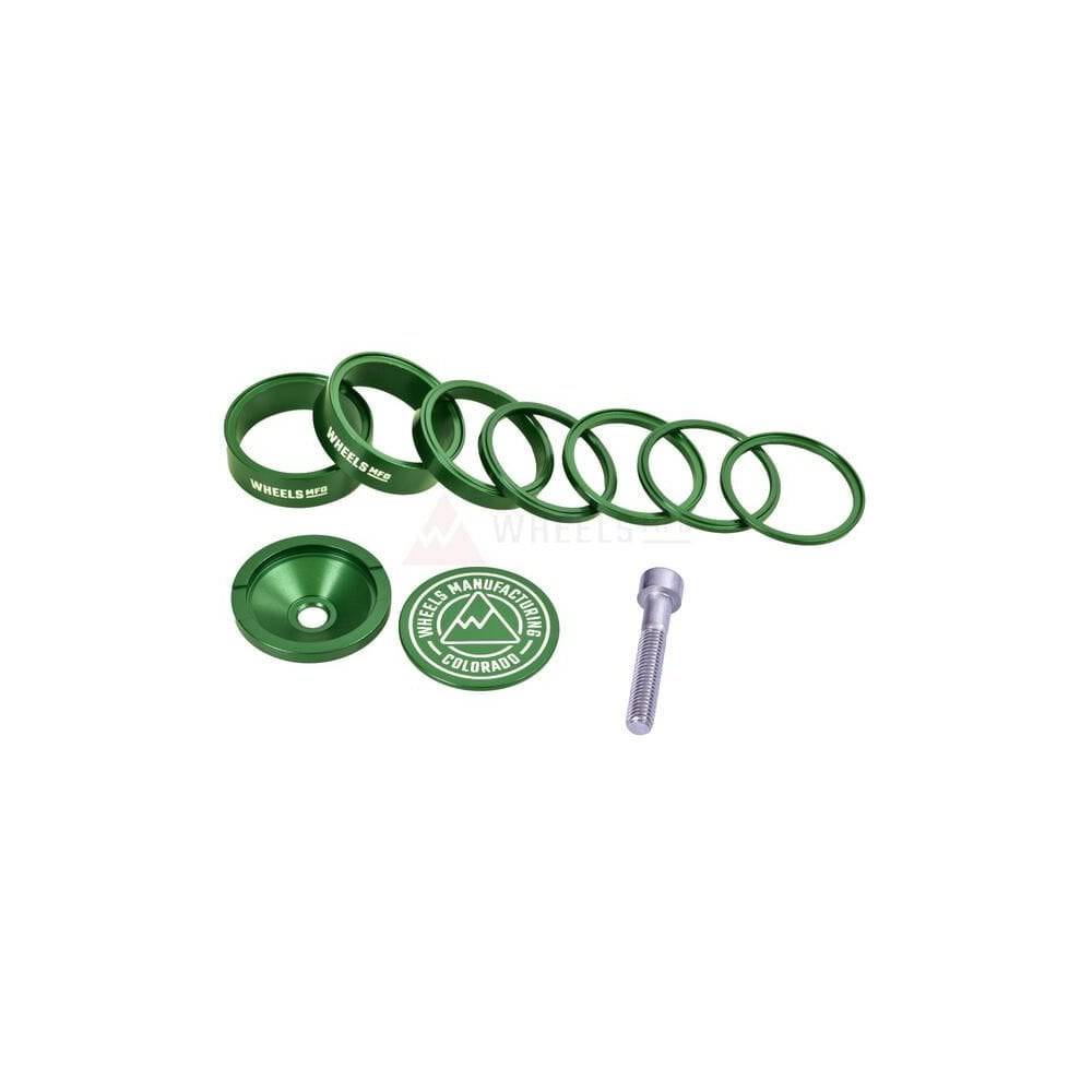 Wheels Manufacturing Pro StackRight headset spacer kit with multiple spacers for bike headset assembly, components for bike maintenance.