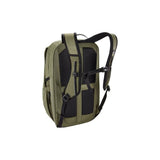 Thule Paramount Commuter Backpack in black with reflective rain cover, showing organized storage and waterproof design.