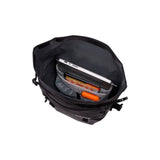 Pair of Thule Shield waterproof bike panniers with reflective panels for touring and commuting, attached to a bicycle.