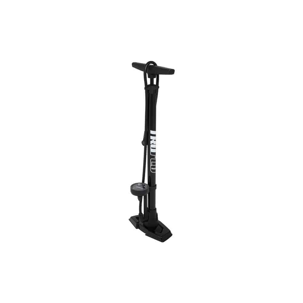 Truflo Easitrax 4 floor pump with auto-select head and pressure gauge, portable bike pump for inflating tires.