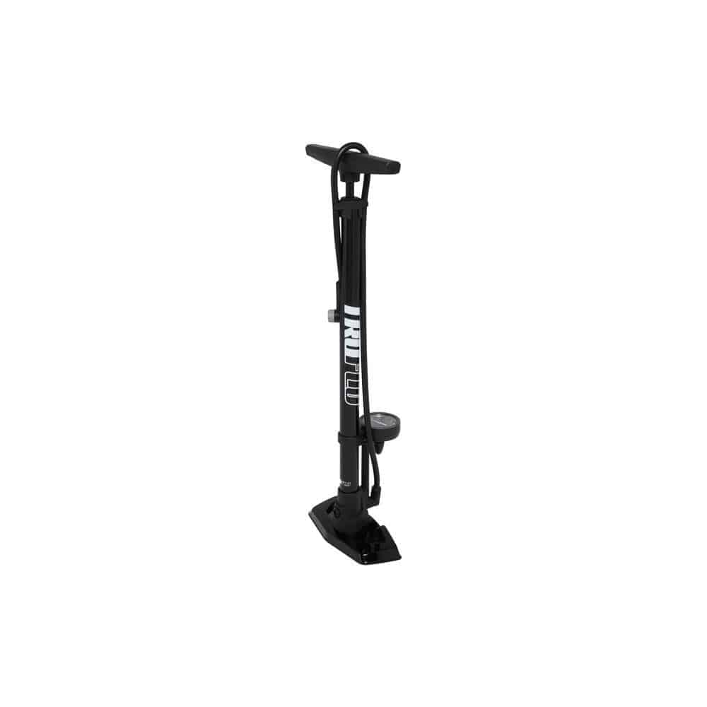 Truflo Easitrax 4 floor pump with auto-select head and pressure gauge for bicycle tire inflation.