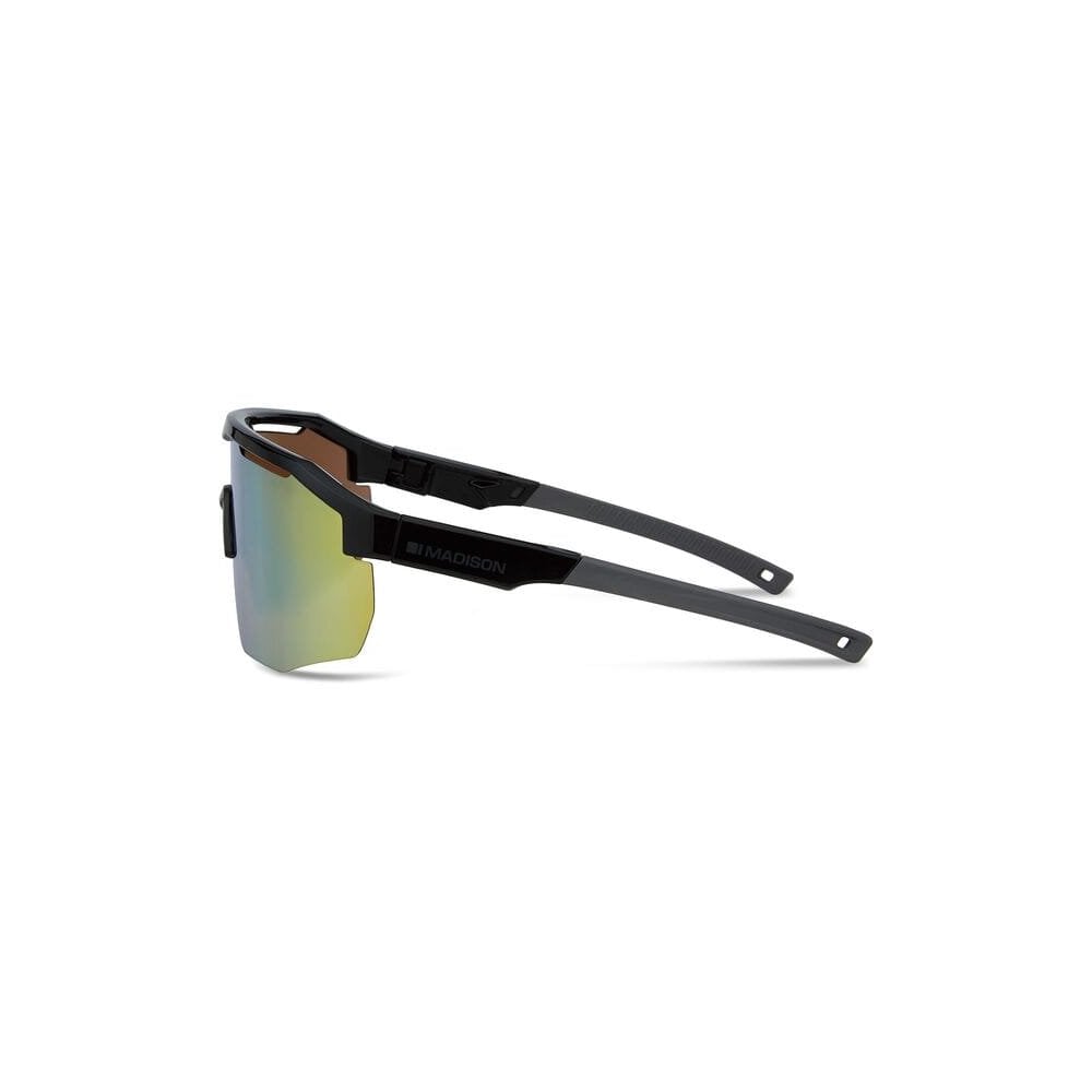 Madison Eyewear Cipher sunglasses with interchangeable lenses and hard case, featuring sleek black frames and modern design.