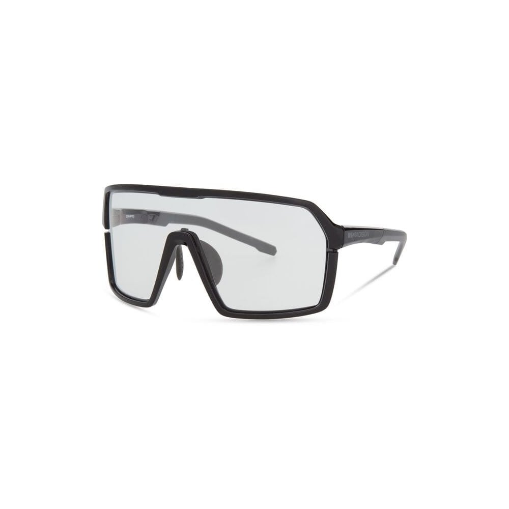 Madison Crypto Glasses from Madison Eyewear with adjustable fit, UV protection, and impact-resistant lenses, shown on a model.