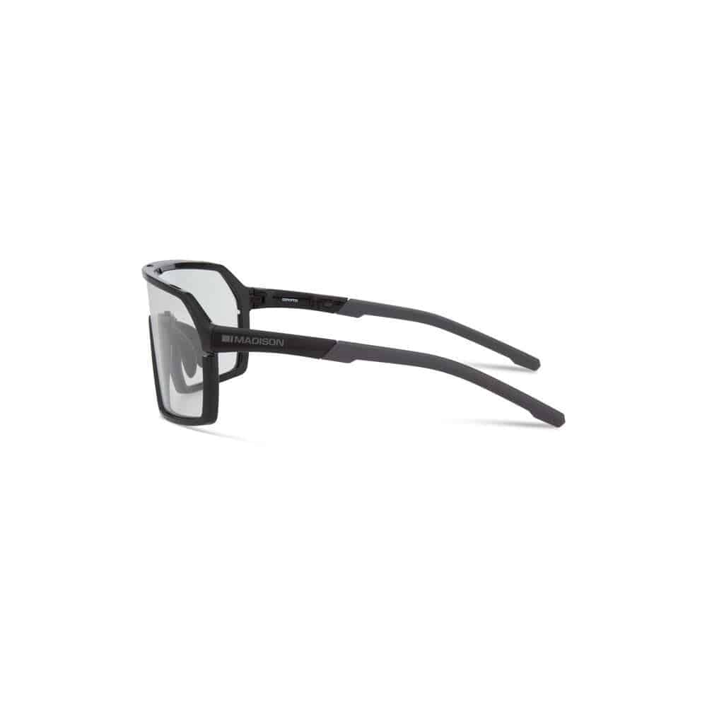 Madison Crypto glasses eyewear with adjustable fit, UV protection, and impact-resistant lenses, shown on a model.