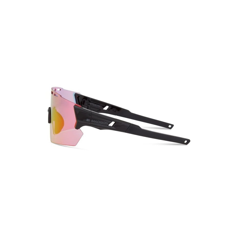 Madison Eyewear 3-pack frameless stealth riding glasses with interchangeable lenses, designed for outdoor riding activities.