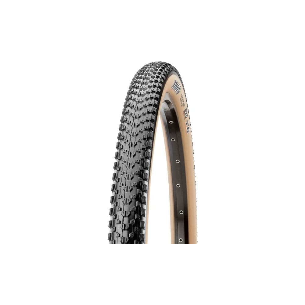 Maxxis Ikon tubeless-ready cross-country racing tire with EXO protection, shown mounted on a bicycle wheel.