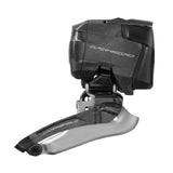 Campagnolo Super Record EPS 12-speed wireless front derailleur with Bluetooth connectivity for high-performance bike shifting.