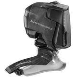 Campagnolo Super Record EPS 12-speed wireless front derailleur with Bluetooth connectivity, showcasing sleek component design.