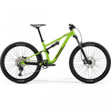 Merida One-Forty 400 mountain bike with Shimano Deore 11-speed gearing, featuring a black frame and suspension fork.