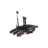 Thule Epos 3-bike towball carrier with 13-pin connector for secure bike transport on vehicle hitch.