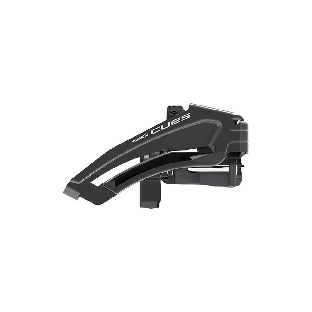 Shimano CUES FD-U8010-L double front derailleur for 10/11-speed bikes, low clamp, top swing, component for bicycle gear shifting.