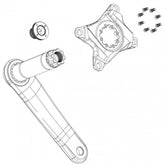 SRAM eMTB pedal assist T-type chainring guard with 6 safety clips, compatible with 34T, 36T, and 38T chainrings for mountain bikes.