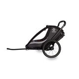 Hamax Cocoon Twin child bike trailer and stroller with brake, featuring adjustable seating and durable frame for active families.